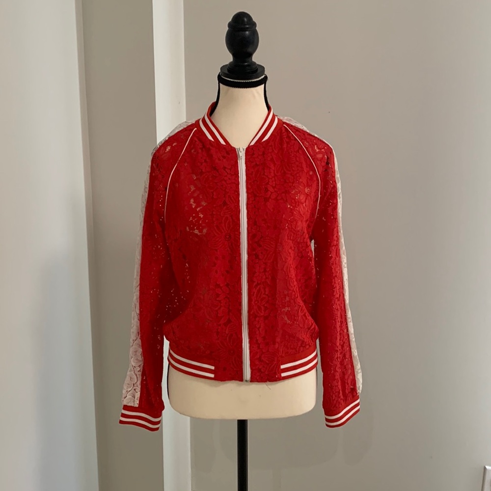Lili Sidonio Red and White Lace Jacket